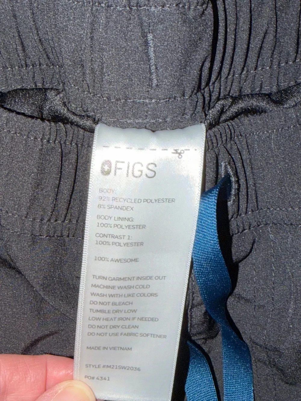 Figs Men's Black Joggers with Blue Drawstring